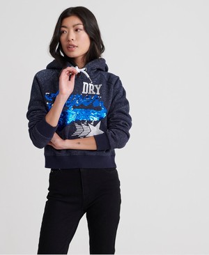 Superdry Boutique Star Női Kapucnis Pulóver Sötétkék/Titán | HAPLV6157